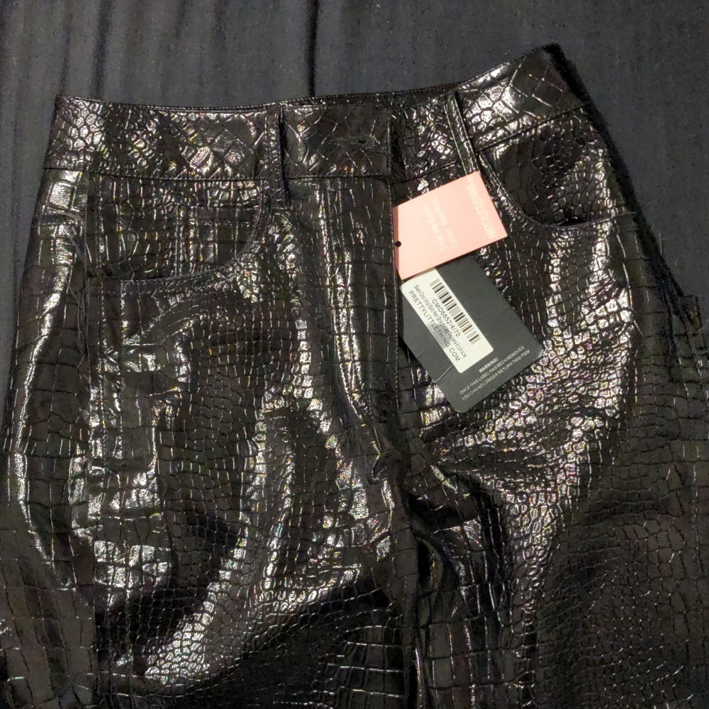 Prettylittlething Croc Black Pants